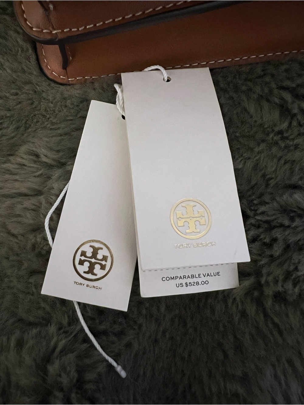 NWT Tory Burch Cream Britten Crochet Crossbody with Tan Leather Trim - Picture 16 of 16